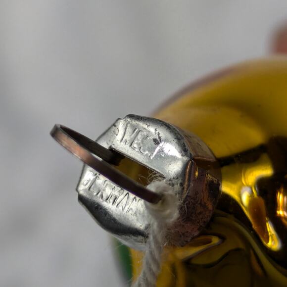 Pear Face Mercury Christmas Ornament Gold Child Antique West Germany Hand Blown - Picture 10 of 11